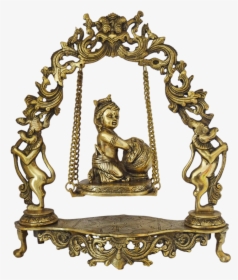 Brass Baby Krishna In Designed Julla With Pot Of Butter - Brass Ganesh On Swing, HD Png Download, Free Download