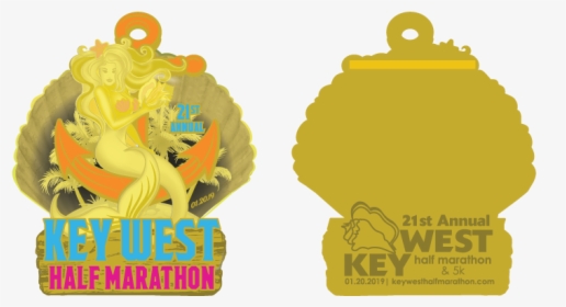 2019 Key West Half Marathon Medal - Illustration, HD Png Download, Free Download