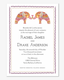 Rachel Wedding - Indian Wedding Invite Elephant, HD Png Download, Free Download