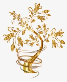 Gold Golden Tree Trees Swirl Swirls Fantasy - Clear Background Gold Tree Png, Transparent Png, Free Download