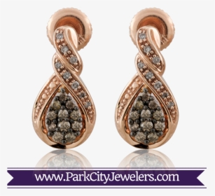 Rose Gold And Cognac Colored Diamond Swirl Earrings - Earring, HD Png Download, Free Download