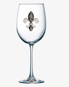 Silver Swirl Fleur De Lis Jeweled Stemmed Wine Glass - Stemware, HD Png Download, Free Download
