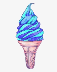 #helado #icecream #azul #blue #heladoazul #emoji #emojis - Blue Ice Cream Drawing, HD Png Download, Free Download