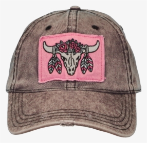 Farm Girl Women"s Steer Feather & Flowers Pink Ball - Baseball Cap, HD Png Download, Free Download