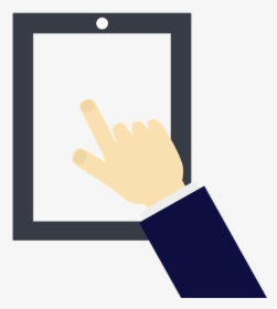 Tablet, Hand, Man, Cartoon, Touch, Communication - Sign, HD Png Download, Free Download