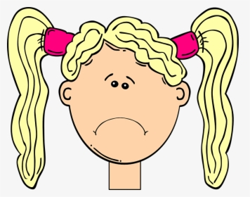 Student, Kid, Girl, Child, Hair, Blonde, Sad, Pigtails - Face Girl Clipart Black And White, HD Png Download, Free Download