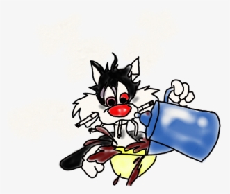 #sylvester #coffee #cigarrete #chainsmokimg #caffiene - Sylvester The Cat Smoking And Drinking Coffee, HD Png Download, Free Download