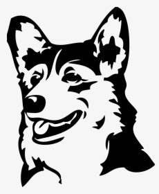 Stencil Animal, Dog Stencil, Corgi Tattoo, Pitbull - Black And White Corgi Art, HD Png Download, Free Download