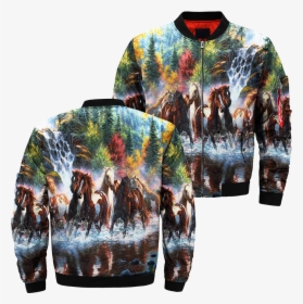 Com Wild Horse Over Print Jacket %tag - Long-sleeved T-shirt, HD Png Download, Free Download