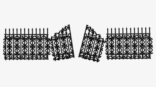 Iron Fence With Broken Gate Clip Arts - Broken Gate Clipart, HD Png Download, Free Download