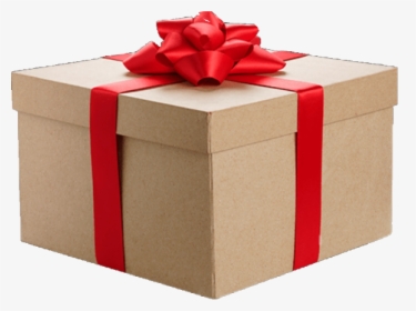 #gift #red #brown #box #bow #ribbon #present - Brown Box With Red Bow, HD Png Download, Free Download
