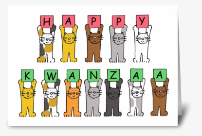 Happy Kwanzaa, Cute Cartoon Cats - Greeting Card, HD Png Download, Free Download