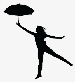 Woman With Umbrella Silhouette Icons Png - Silhouette Of Girl With Umbrella, Transparent Png, Free Download