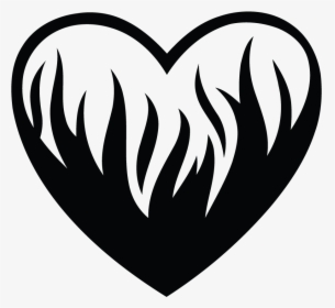 Heart Flames Love Webcore Angelcore Goth Gothic Freetoe - Heart Flames Tattoo Black, HD Png Download, Free Download