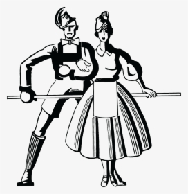 Free Clipart Of A Retro Black And White Couple Dancing - Teatro Blanco Y Negro, HD Png Download, Free Download