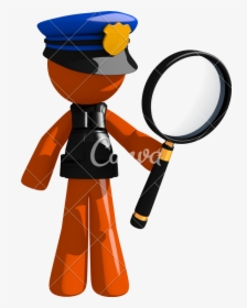 Orange Man Police Officer Holding Magnifying Glass, HD Png Download, Free Download