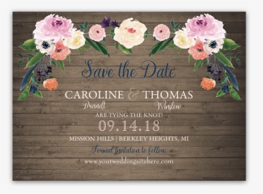 Watercolor Flowers Wedding Save The Date Cards - Floral Design, HD Png Download, Free Download