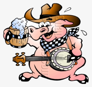 Pig Banjo Beer - Pig Playing Guitar Cartoon, HD Png Download, Free Download