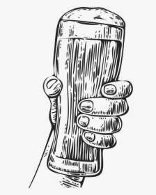 Woodcut Illustration Hand Holding Beer Pint - Hand Holding Beer Vector, HD Png Download, Free Download