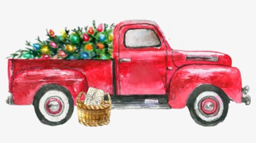 #watercolor #truck #christmas #ford #chevy #christmastruck - Ford Truck Christmas Watercolor, HD Png Download, Free Download