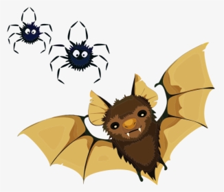 Vampire Bat And Spiders - Little Brown Bat Clipart, HD Png Download, Free Download