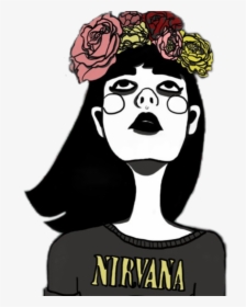 #art #drawing #nirvana #tumblr #girl #flowercrown - Imagenes Tumblr De Nirvana, HD Png Download, Free Download