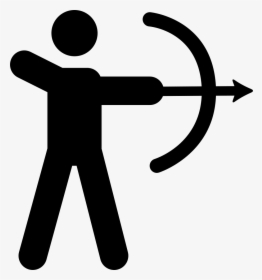 Scalable Vector Graphics Bowhunting Computer Icons - Stickman With Bow And Arrow, HD Png Download, Free Download