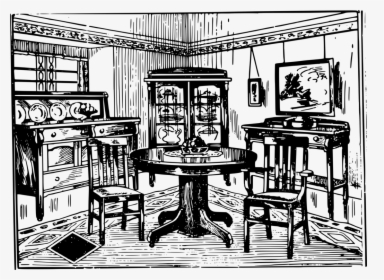 Art,monochrome - Old Living Room Clip Art, HD Png Download, Free Download