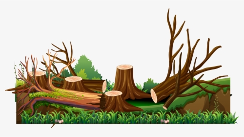 Hand Painted Cutting Transprent - Cutting Down Trees Cartoon, HD Png Download, Free Download
