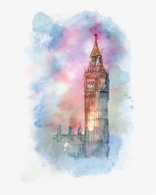 Watercolor Big Ben Painting, HD Png Download, Free Download