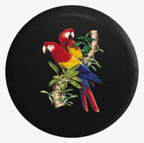 Pair Of Parrots On Amazon Jungle Tree Jeep Camper Spare - T-shirt, HD Png Download, Free Download