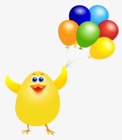 Easter Chicken With Balloons Png Clip Art Image - Balloon Chicken Clipart, Transparent Png, Free Download