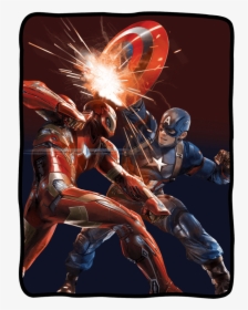 Marvel Civil War Fleece Blanket - Captain America Vs Iron Man Civil War 2, HD Png Download, Free Download