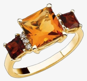 Multicolor Citrine Gold Ring - Citrine Square Cut Ring, HD Png Download, Free Download