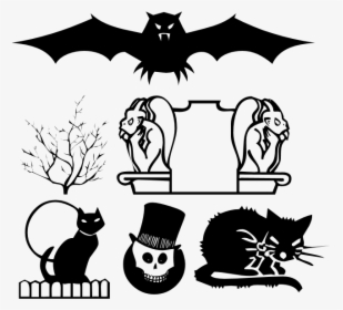 Black Cat Wall Decal Tattoo Clip Art - Halloween Cat Silhouette, HD Png Download, Free Download