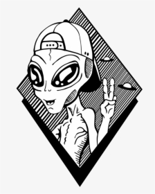 Black Alien Graphic T-shirt - Alien Image Black And White, HD Png Download, Free Download