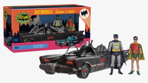 1966 Batman & Robin With Batmobile 2-pack Action Figure - Funko Batmobile With Batman Robin, HD Png Download, Free Download