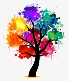 Rainbow Watercolor Tree , Png Download - Dessin Arbre Peinture, Transparent Png, Free Download