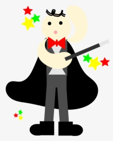 Cute Magician In A Black Cape With A Stick - Cute Magicians Png, Transparent Png, Free Download