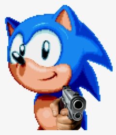 High Quality Sonic With A Gun Blank Meme Template - Sonic With A Gun Meme, HD Png Download, Free Download