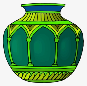 Green,yellow,vase - Decorate The Vase In Drawing, HD Png Download, Free Download