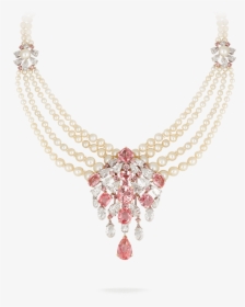 Padparadscha Sapphire And Pearl Necklace - Necklace, HD Png Download, Free Download