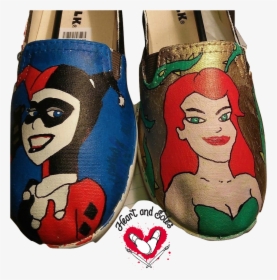 Harley Quinn And Poison Ivy Hand Painted Shoes - Sock, HD Png Download, Free Download