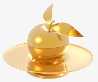Gold Made Apple And Plate Png Image, Transparent Png, Free Download