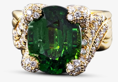 Tsavorite Garnet And Diamond Ring By Henry Dunay, - Emerald, HD Png Download, Free Download