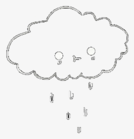 #nube #triste #sad #feliz #happy #overlay #pegatinas - Line Art, HD Png Download, Free Download