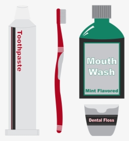 Mouthwash Objects Png Image - Toothbrush Toothpaste Floss Mouthwash, Transparent Png, Free Download