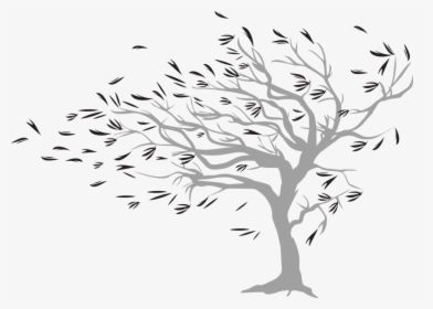 Wall Art Png Image - Silhouette Tree Blowing In Wind, Transparent Png, Free Download