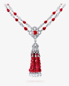 Ruby Tassel And Diamond Necklace - Necklace, HD Png Download, Free Download