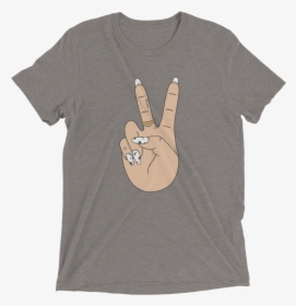 Peace Sign Hand Tri Blend T Shirt Little Magic Prints - T-shirt, HD Png Download, Free Download